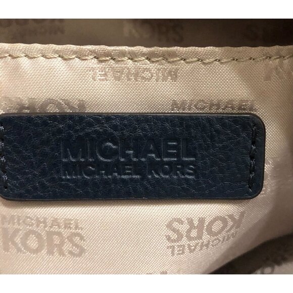 Michael Kors White & Navy Blue Purse HandBag Canvas East West - Picture 5 of 7